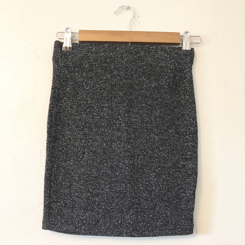 Black and silver sparkle fitted skirt